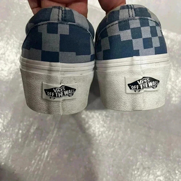 [W7.5]Vans Shoes Vans Classic Slip-On Platform Multi  Check Blue Women's - Picture 7 of 11